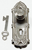 Dollhouse Miniature OPRYLAND DOOR HANDLE SET WITH KEY, 2 Pk, BLACK