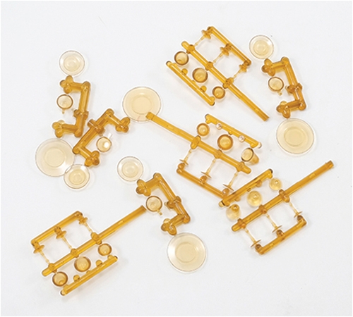 Dollhouse Miniature 4 Place Amber Dishes/Stemware, Kit