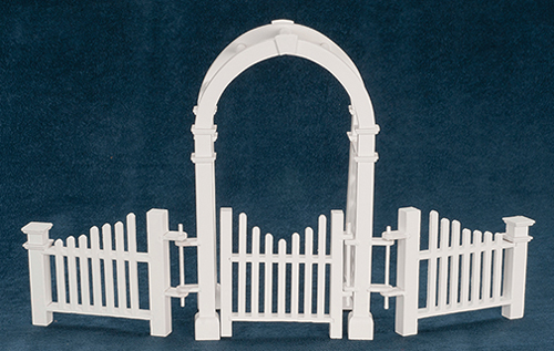 Dollhouse Arbor with Gate And Fence, AZT5369 | Just Miniature Scale