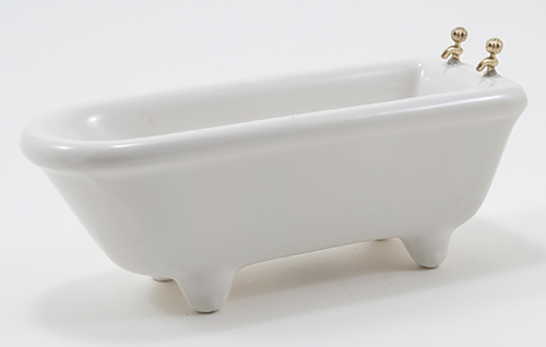 Dollhouse Miniature Bathtub Gold Faucets White Ceramic 1:12 Scale Bathroom  Tub - Miniature Crush