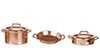 Pots and Pans with Lids, Copper, 5 pc.