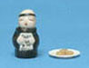 Dollhouse Miniature Thou Shall Not Steal Monk Cookie Jar W/Assorted Plate