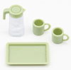 Plastic Water Pitcher with Cups and Tray, Light Green