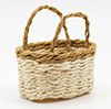 Oval Basket with Handles, Cream/Brown