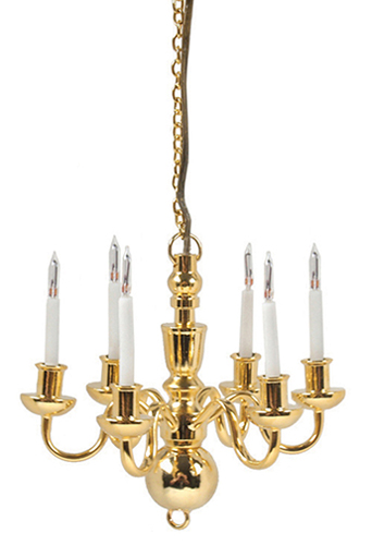 Dollhouse Miniature 6 Arm Brass Chandelier W/Bi-Pin Bulb Dollhouse Miniature 6 Arm Brass Chandelier W/Bi-Pin Bulb