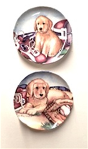 Dollhouse Miniature Puppies with Sports Equipment, 2pc