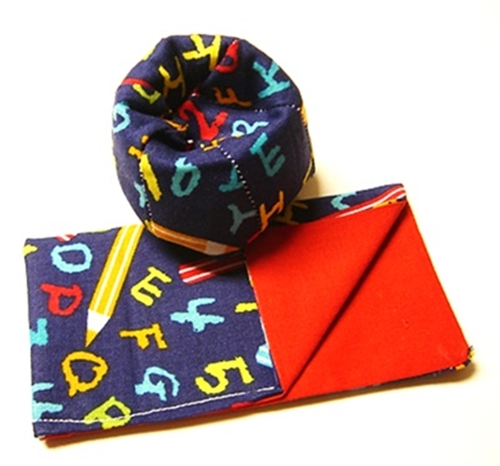 Dollhouse Miniature Sleeping Bag and Bean Bag Chair, Alphabet