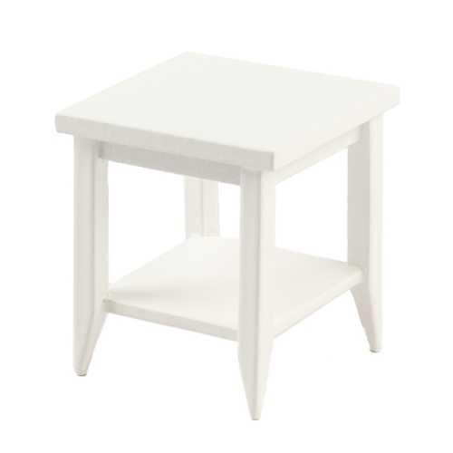Square End Table, White