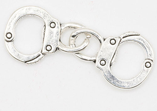 Locked Handcuffs, Antique Silver