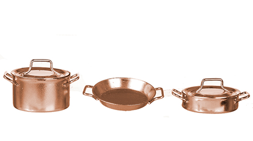 Pots and Pans with Lids, Copper, 5 pc.