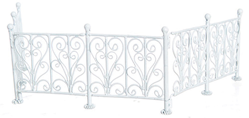 Wrought Iron Fence, White, 6 pc.