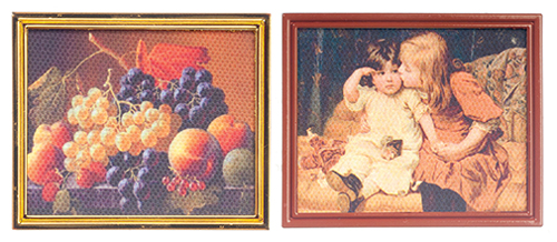 Children and Fruits on Canvas, Metal Frame, 2 pc.