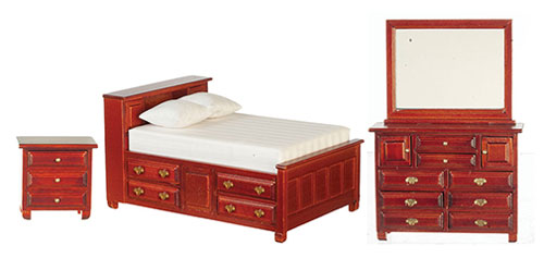 Double Bedroom Set, 3 pc., Mahogany