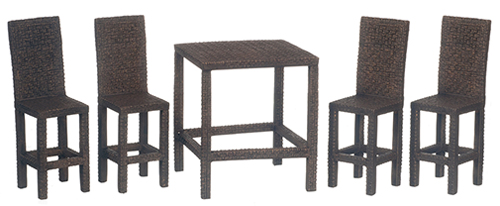 Wicker Hi-Top Dining Set, 5 pc