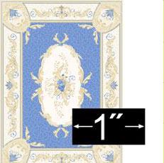 Dollhouse Miniature Rug: Aubusson Blue, 1/4" Scale