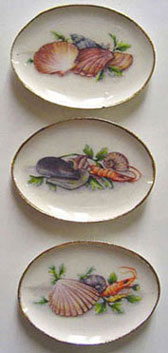 Dollhouse Miniature Seafood & Shell Tray 3Pcs.