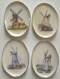 Dollhouse Miniature 4 Large Oval Windmill Platters