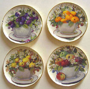 Dollhouse Miniature 4 Fruit In Cups Platters