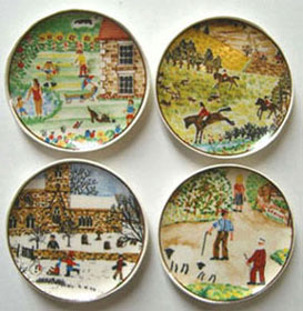 Dollhouse Miniature 4 Caricature Season Platters