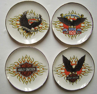 Dollhouse Miniature 4 Harley Davidson Platters