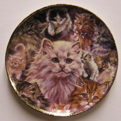 Dollhouse Miniature Cat Montage Platter