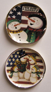 Dollhouse Miniature Flag Snowman Platters