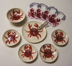 Dollhouse Miniature Crab Dinner Set