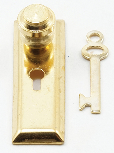 Dollhouse Miniature Door Knob with Key Plate 2 Pk