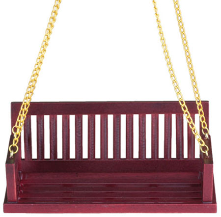 Dollhouse Miniature Porch Swing, Mahogany