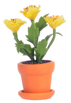 Dollhouse Miniature Yellow Poppy In Pot