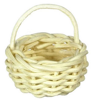 Dollhouse Miniature Small Round Basket, 6Pc, White