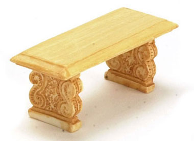 Dollhouse Miniature 1/2" Scale Bench, Tan, 2Pc