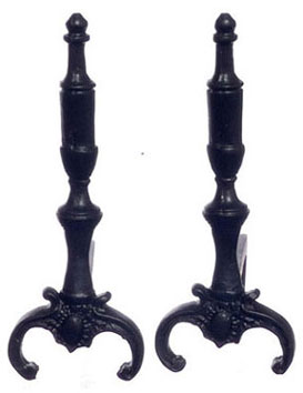 Dollhouse Miniature Period, Black Andirons, 1Pr