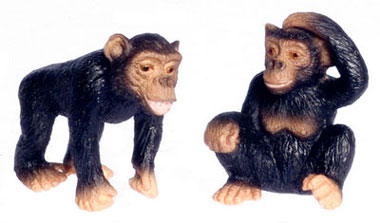 Dollhouse Miniature Two Chimpanzee