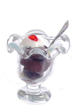 Dollhouse Miniature Ice Cream Sundae, Chocolate