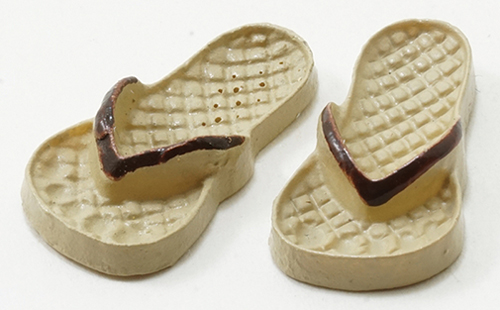 Adult Flip Flops, Tan and Brown