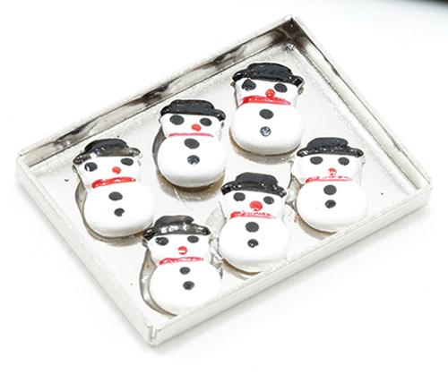 Dollhouse Miniature Snowman Cookies on a Sheet