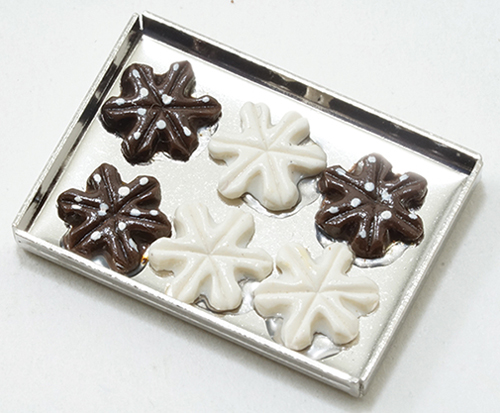 Dollhouse Miniature Snowflake Cookies on a sheet