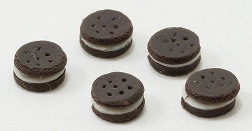 Dollhouse Miniature Chocolate Sandwich Cookie, 5Pk