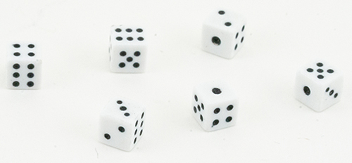 Dice, White, 6pk