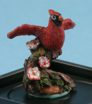 Dollhouse Miniature Cardinal (Hand Painted Bird Figurine)