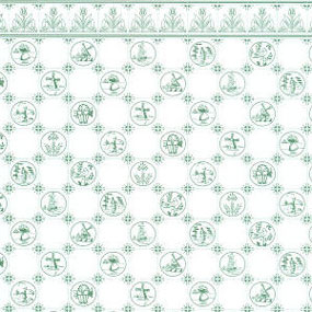 Dollhouse Miniature Wallpaper: Dutch Tile, Green On White