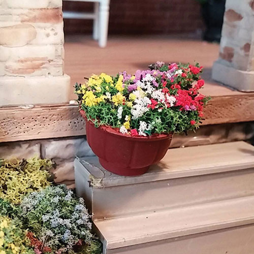 Planter Pots, Terracotta with Flowers, 1/2 Inch Diameter Pot