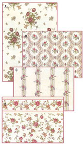 Dollhouse Miniature Wallpaper, Rio Dante, Cream (Rose)