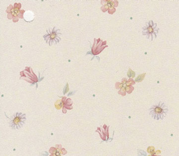 Dollhouse Miniature Pre-pasted Wallpaper Tiny Pink Flowers On Cream