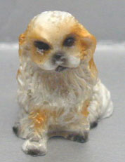 Dollhouse Miniature Spaniel - White/Sable - Sitting