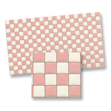 Dollhouse Miniature Tile, Pink and White Square, 4Pk, 1/24