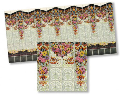 Dollhouse Miniature Nouveau Wall Tiles, 4pc