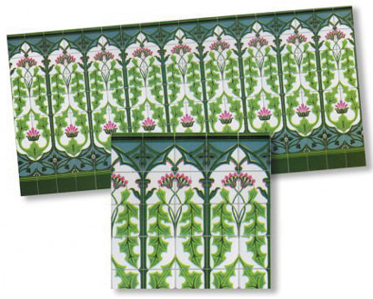 Dollhouse Miniature Nouveau Wall Tiles, 4pc